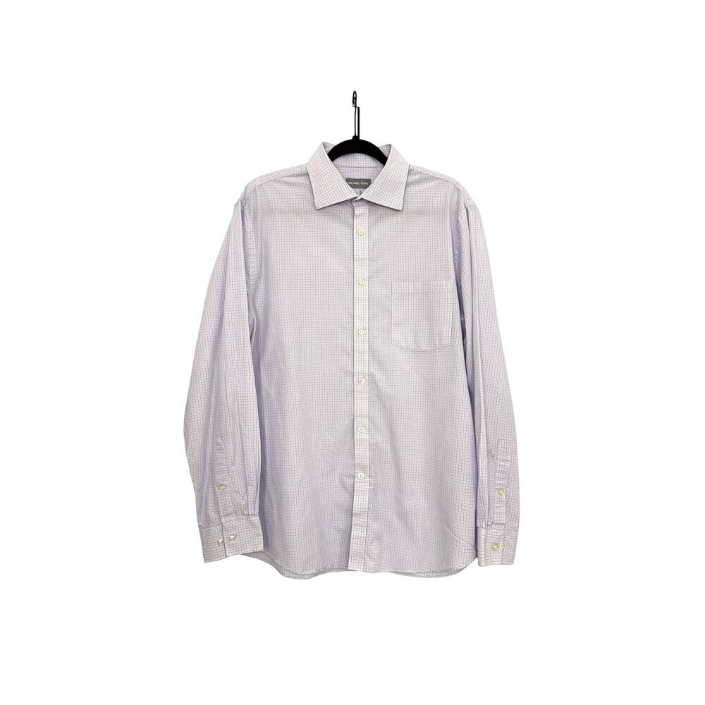 Michael Kors Standard Fit Preppy Purple White Button Casual Dress Shirt Large